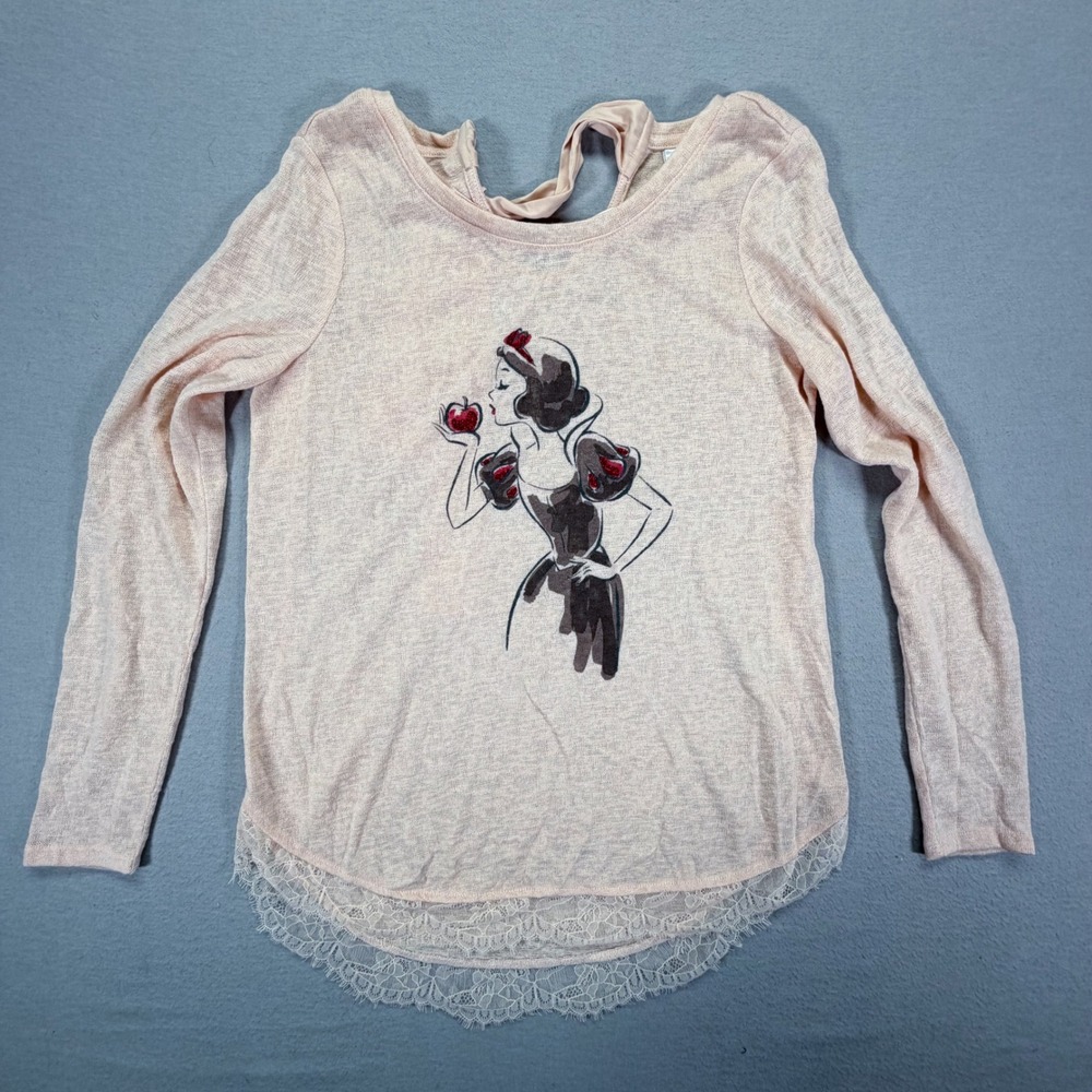 Disney Lauren Conrad Top Womens Small Pink Snow White Lace Bow Back